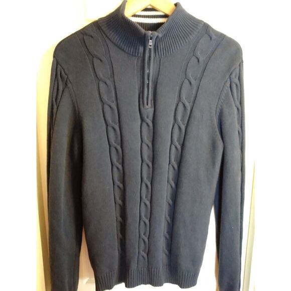 82 Zero Men's Cable Knit Pullover Sweater Blue 3/4 Zip Sz XL Cotton Preppy... - Picture 1 of 10